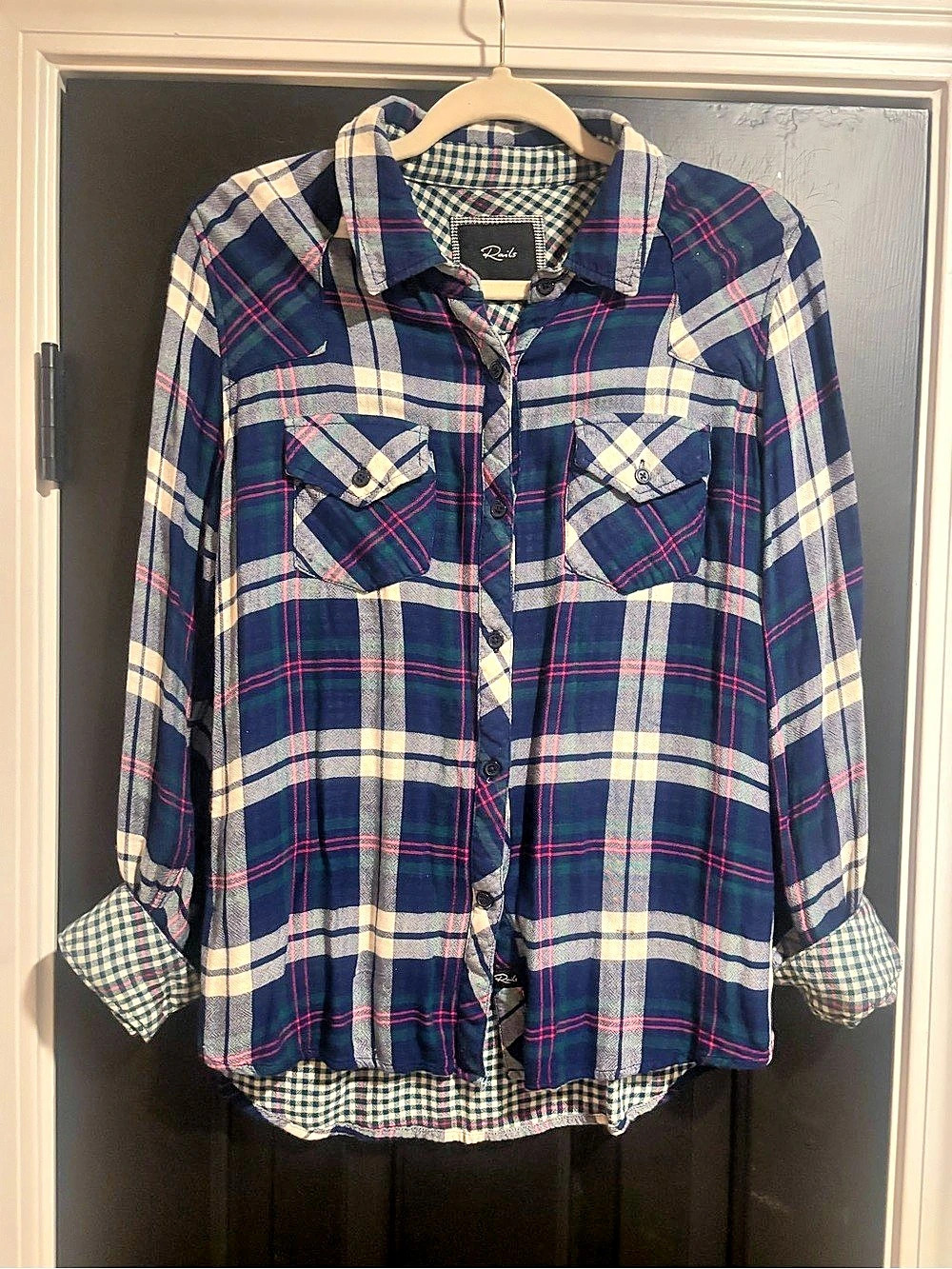 Rails Hunter Plaid Button-Up Shirt Blue & White